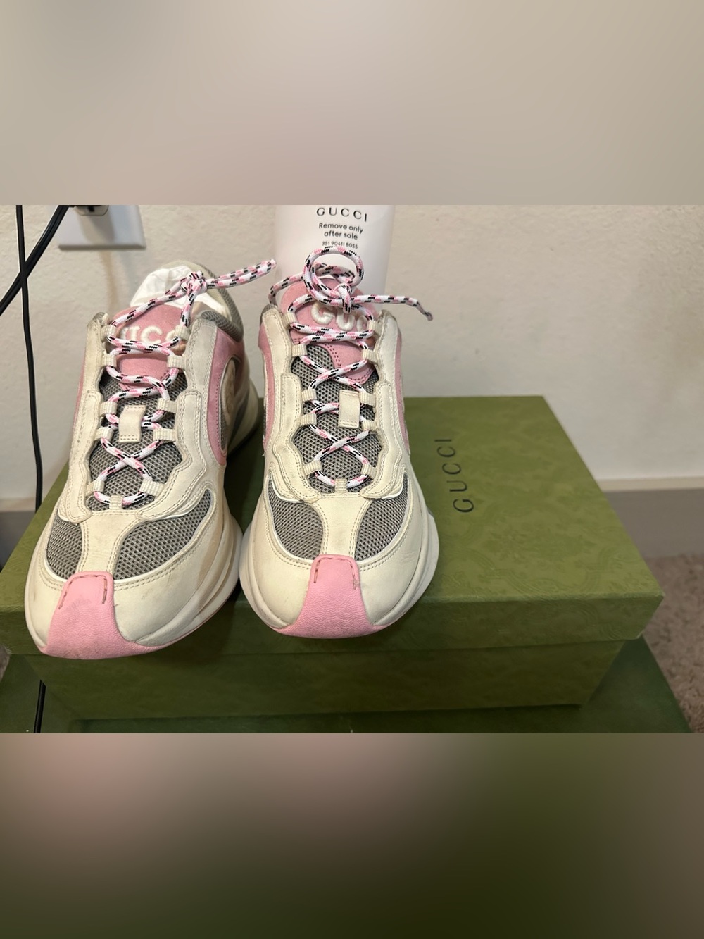 Gucci Cream, Pink & Gray Chunky Runner Sneakers